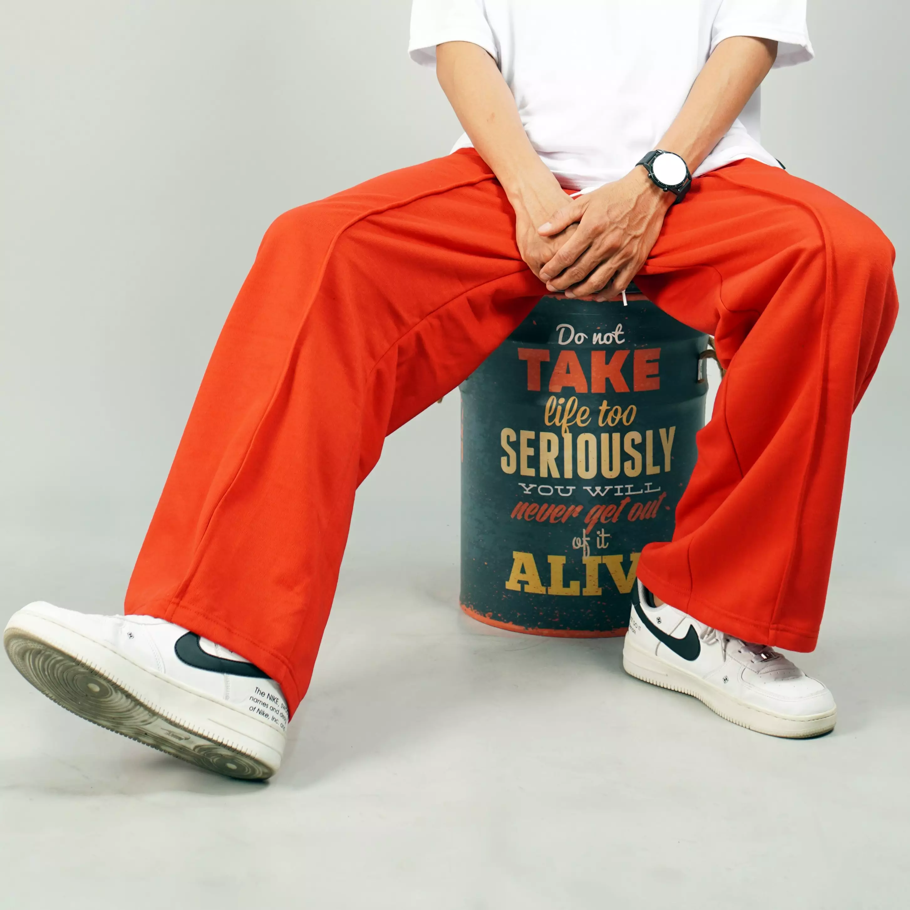 JENN Celana Baggy Pria Celana Panjang Baggy Pants Pria - MERAH