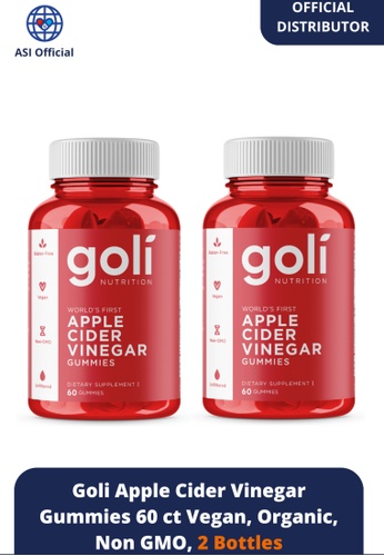 Goli Apple Cider Vinegar Gummies 60 ct Vegan Organic Non GMO (2 Bottles)