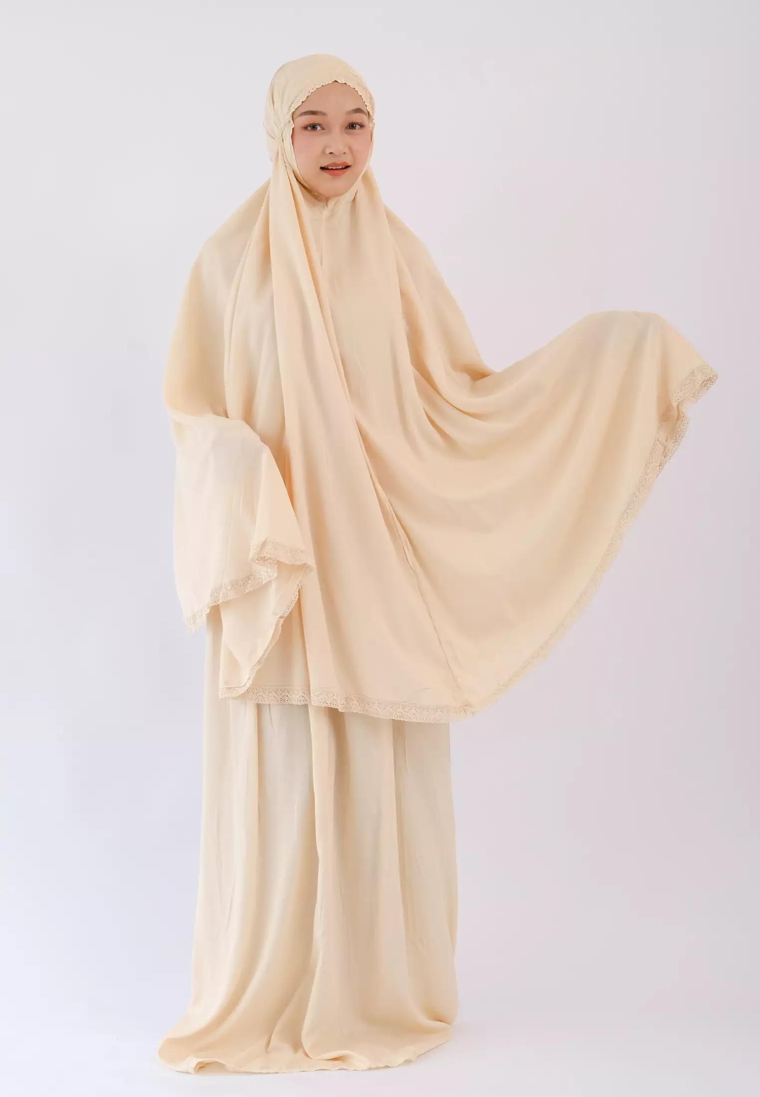 Cotton Bee - Mukena Dewasa List Renda - Yellow Cream