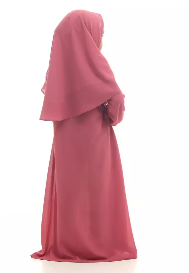 Rabbani - Setelan Gamis Dress Muslim Anak Bani Batuta Khimar Biscotti Exclusive - Pink Magenta