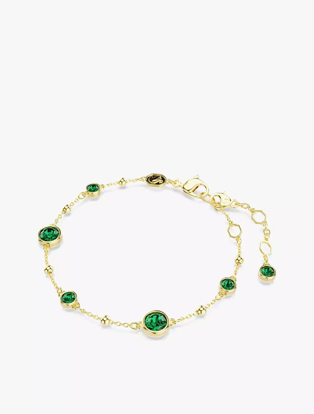 Imber bracelet, Round cut, Green, Gold-tone plated