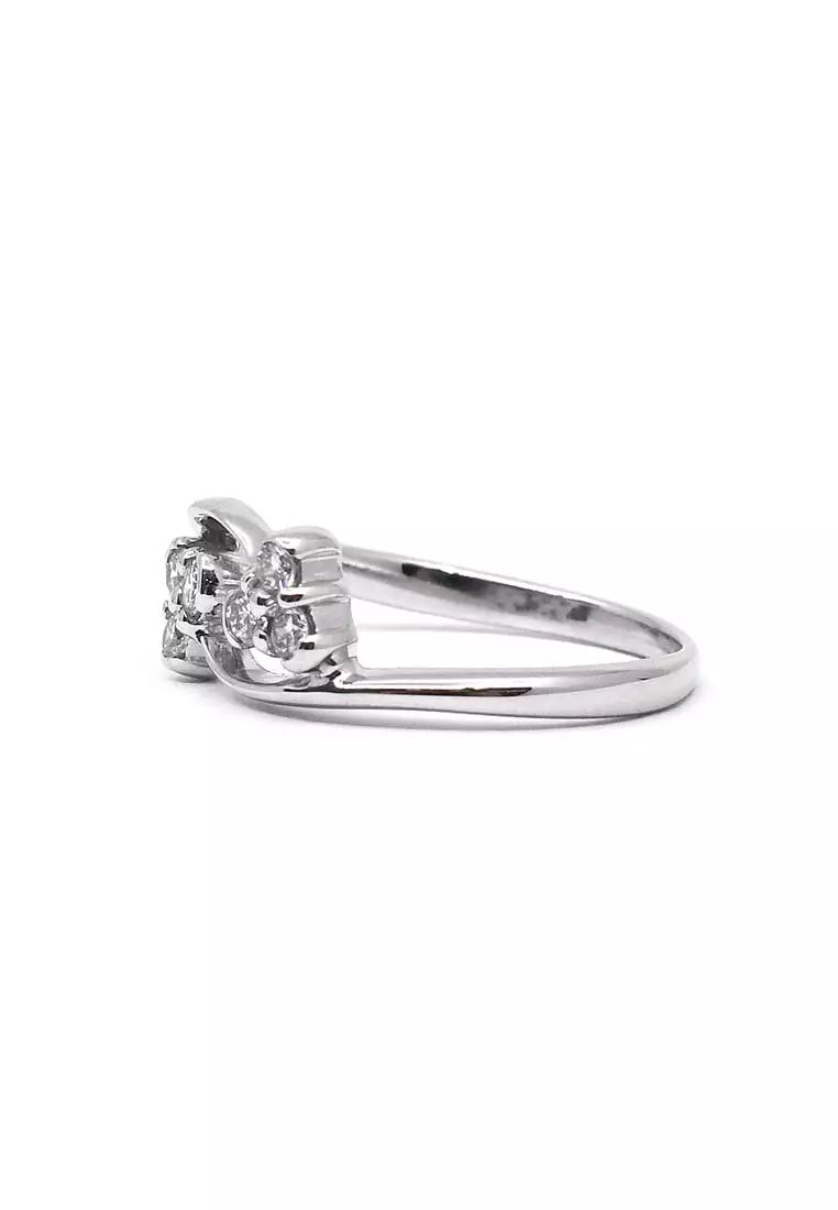 18K Locally Made White Gold Lady Ring with Diamonds