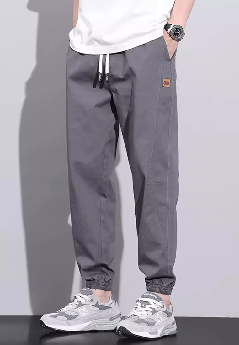 繫繩修腰束腳長褲