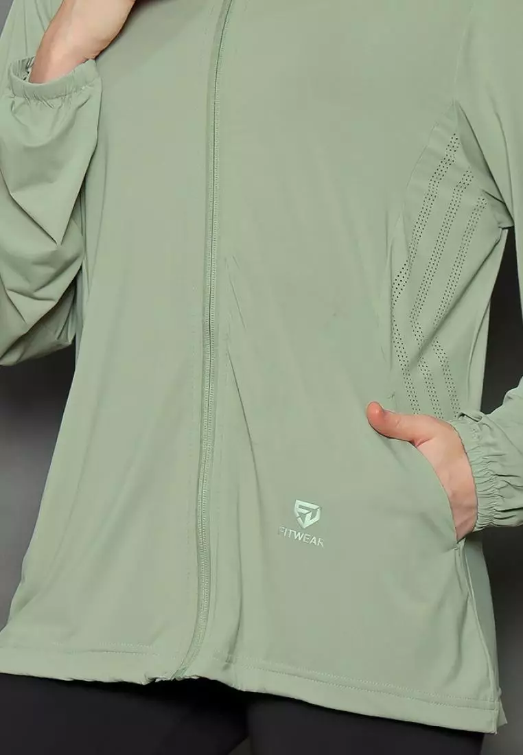 Fitwear - Jaket Olahraga Wanita DRYFIT OVERSIZE SUZY LASER CUT ANTI UV - DUSTY GREEN