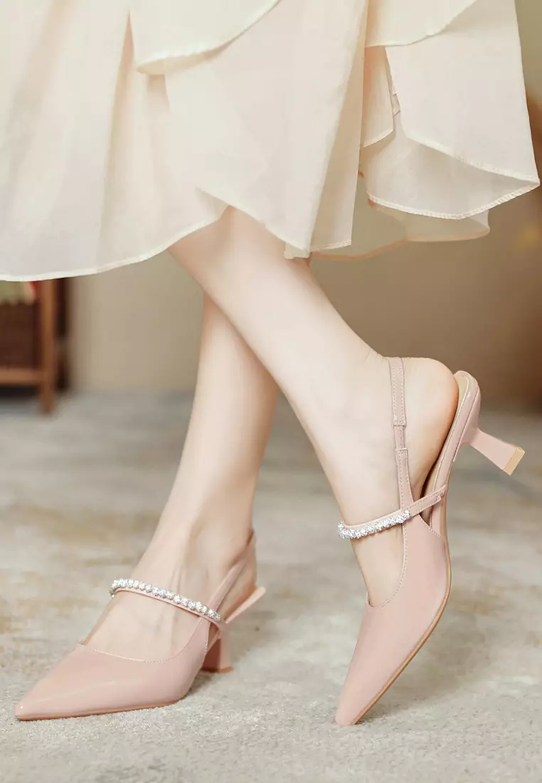 5.5CM Rhinestone Strap Slingback Heel TE7246-3