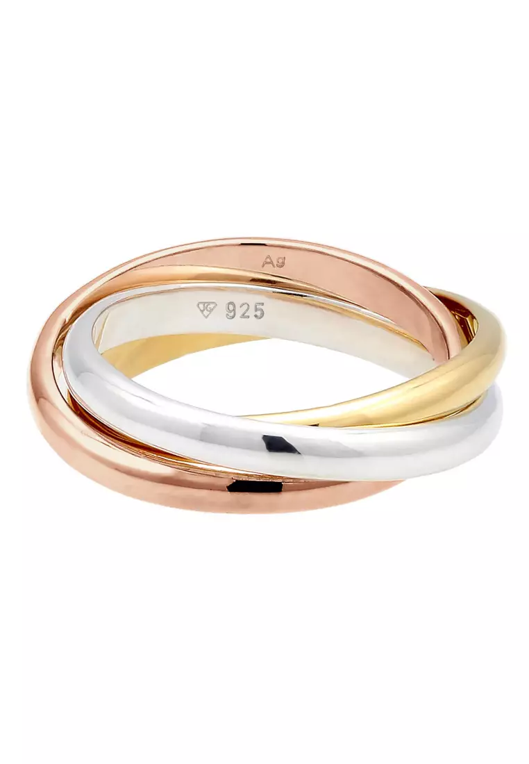 Cincin Perhiasan Perak 925 Wanita Triple Basic Tricolor