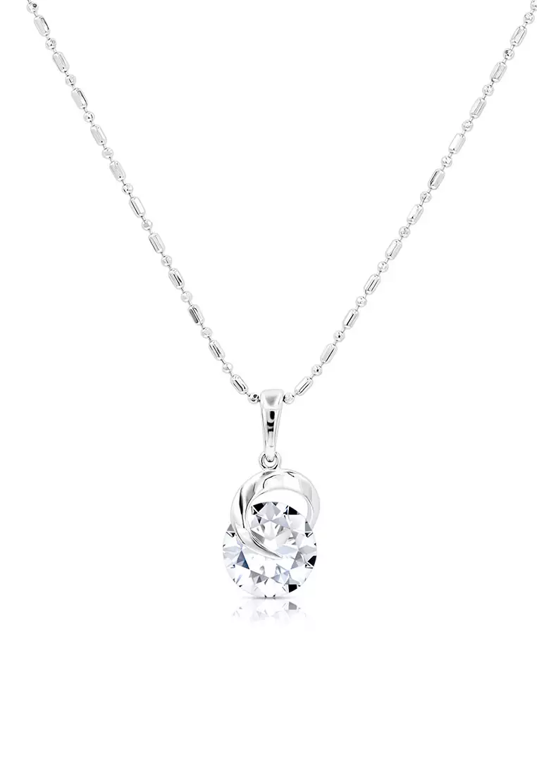 SO SEOUL Callista Twisted Solitaire Diamond Simulant Cubic Zirconia Pendant Chain Necklace