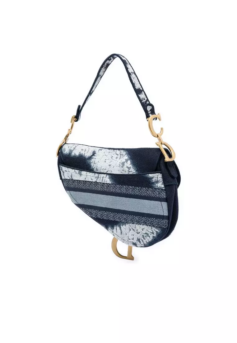 Pre-Loved Dior Canvas Embroidered Tie Dye Saddle Bag