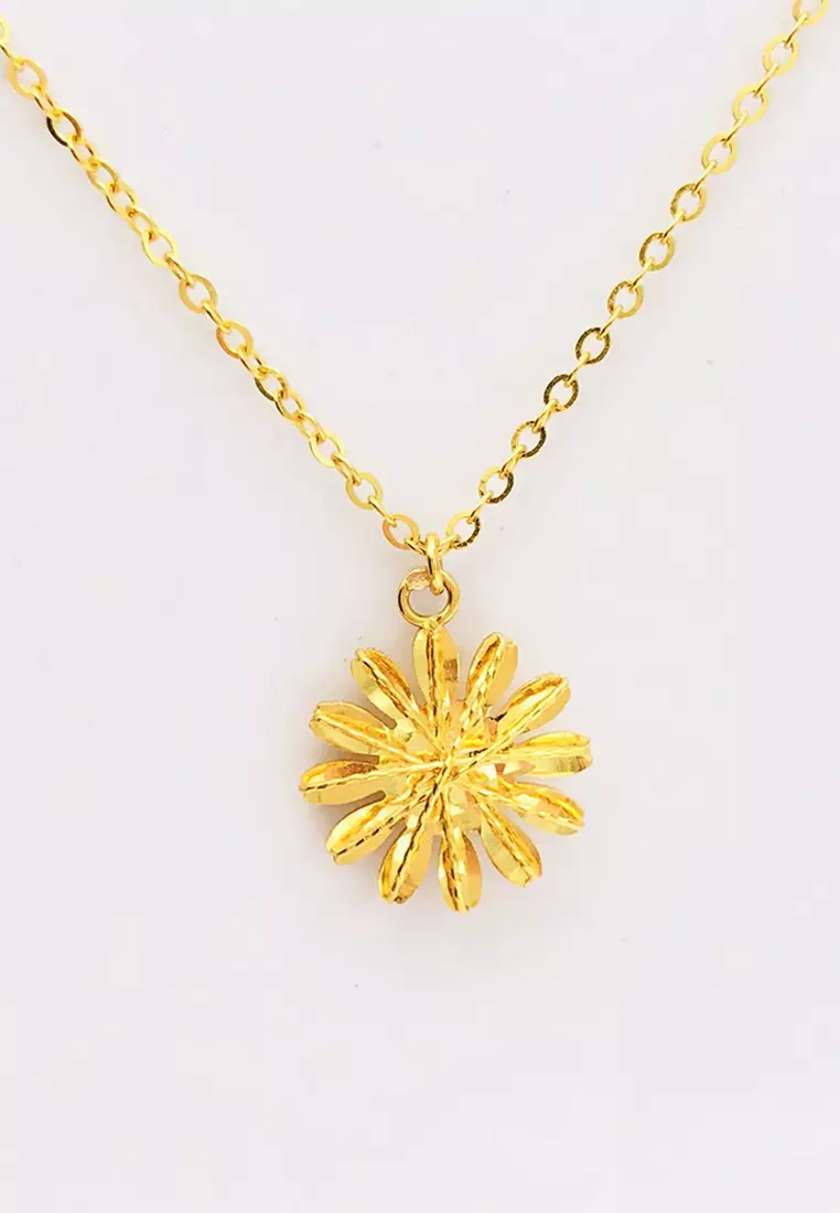 Statement Lotus Flower Yellow Gold Necklace – Maree, 44% OFF