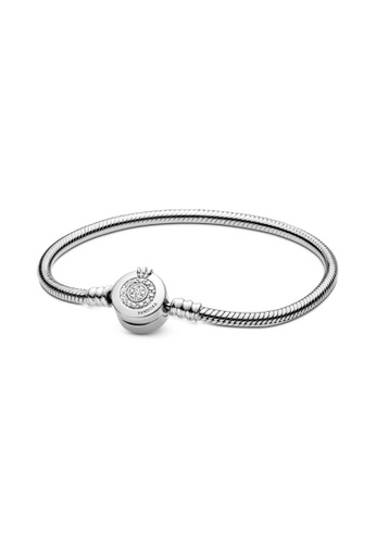 PANDORA silver Pandora Moments Sparkling Crown O Snake Chain Bracelet A47B2AC8035705GS_1