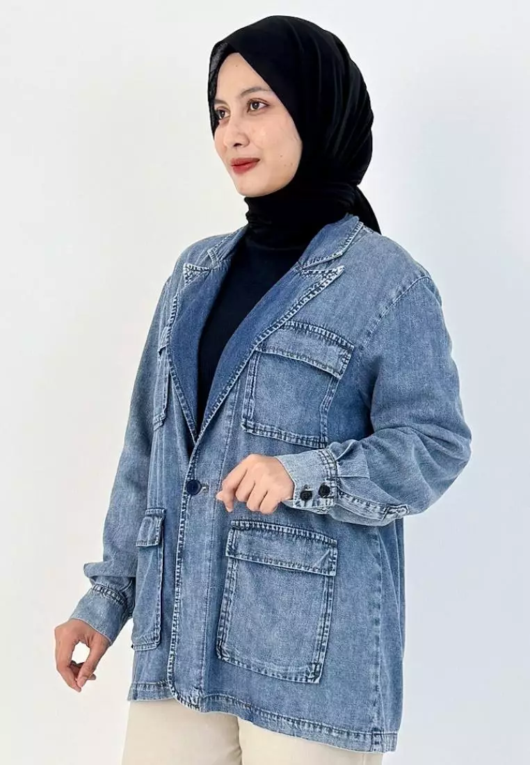 Kinara Blazer Denim - Snow Blue