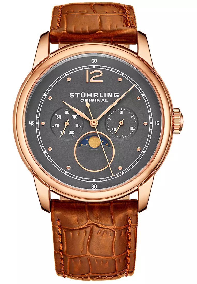 Stuhrling Original Celestia 898-04 Jam Tangan Pria Quartz Moonphase Analog