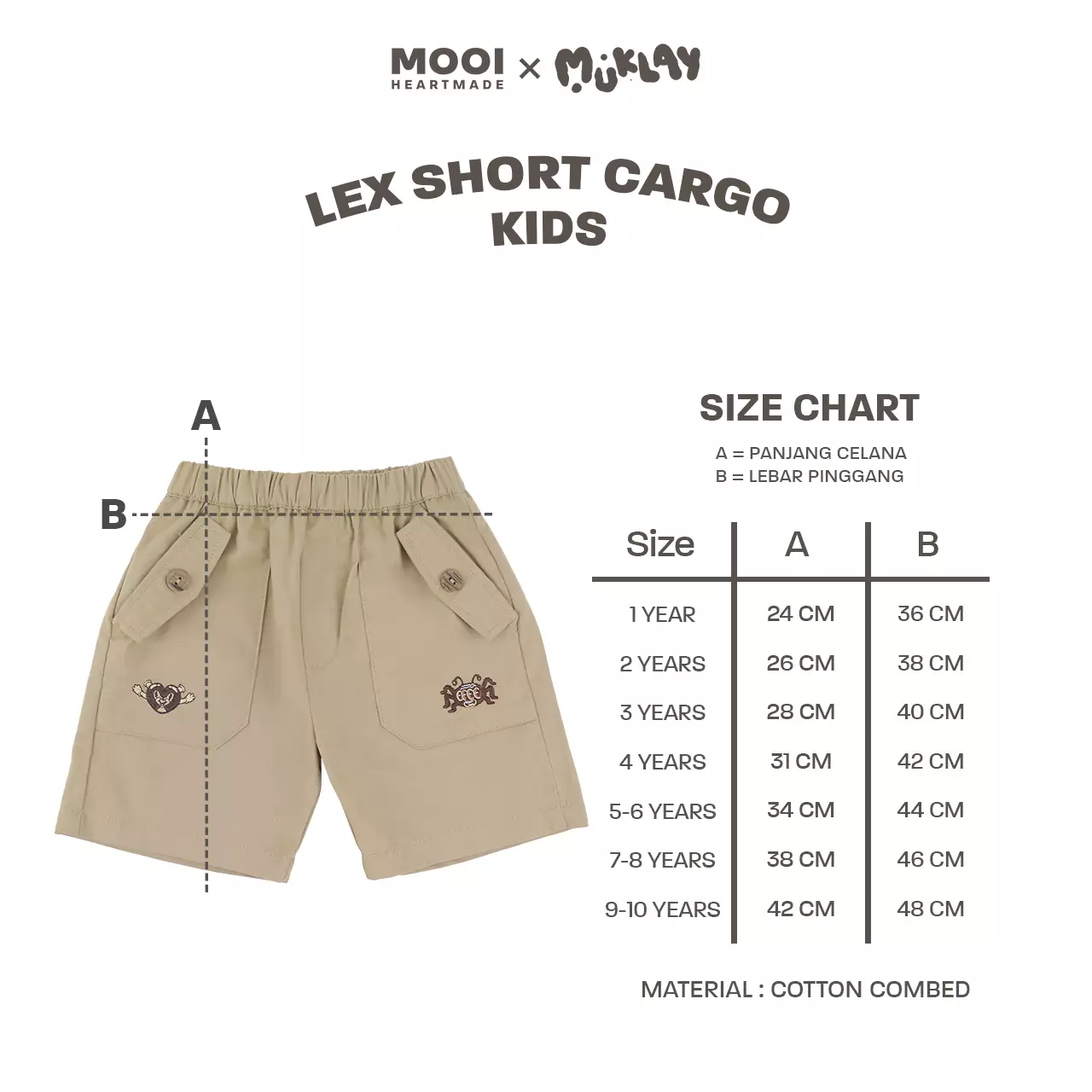 Mooi X Muklay Celana Pendek Cargo Anak Lex Short Cargo Pants Kids - Black