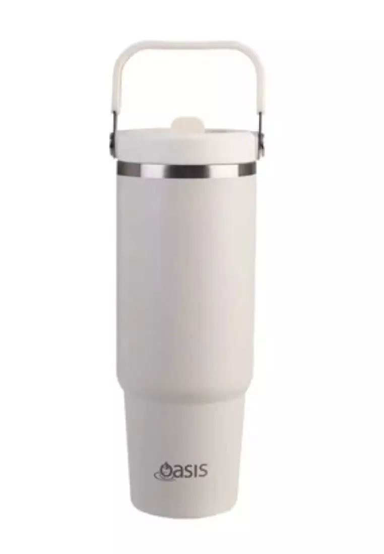 Oasis Stainless Steel Insulated Voyager Carry Tumbler With Sipper Straw 900ML - Alabaster