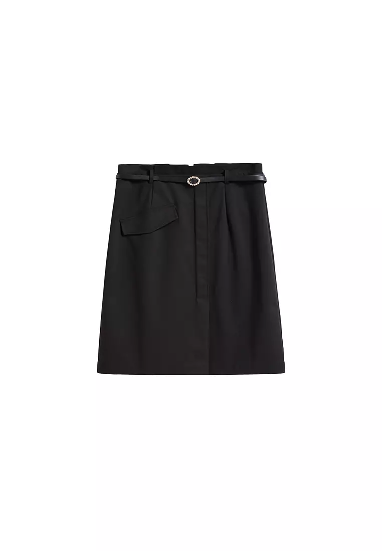 Buy Hopeshow Front Slit Midi Skirt with Belt 2025 Online ZALORA