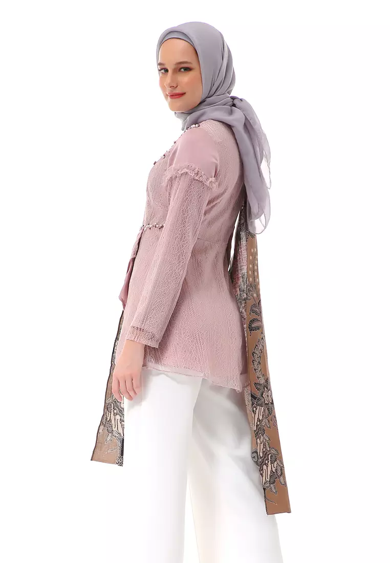 Ashana Blouse Long Sleeve Baju Motif Batik Atasan Wanita Premium High Quality - Mauve