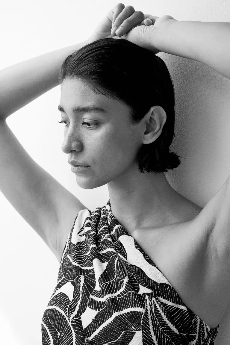 Gathered one-shoulder dress