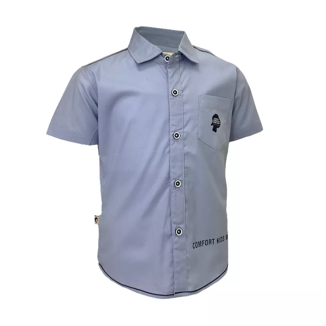 Pingu Kemeja Anak Laki Laki Polos Pendek Biru D92200332E