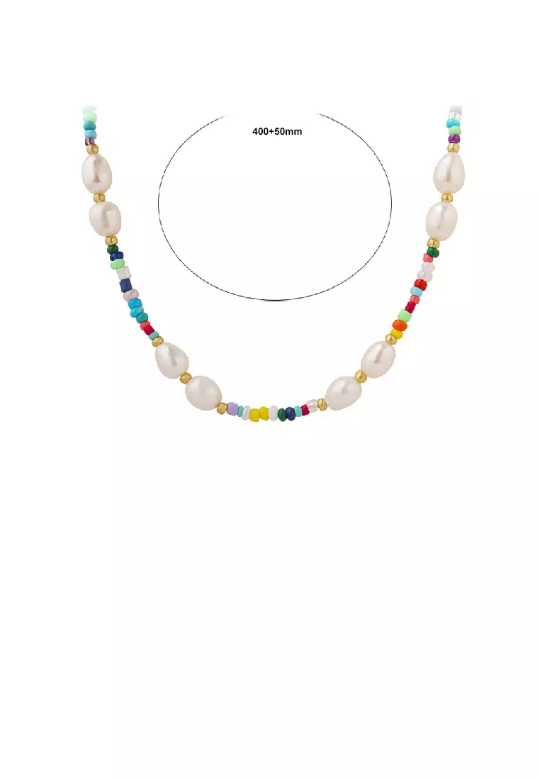 Gold plated beaded necklace sale