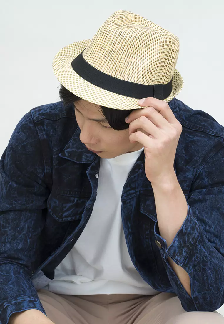 Topi fedora cowboy hat fedora ratan brown dot houseofcuff