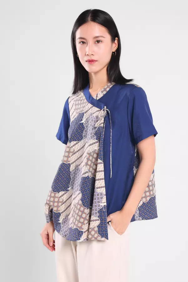 Minimal - Rumi - Blouse Batik Parang - Blue Colour Blue
