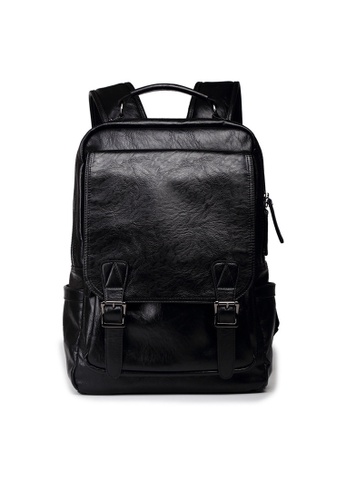 Lara black Plain Flap Buckle Backpack - Black 56745ACB2B2F0BGS_1