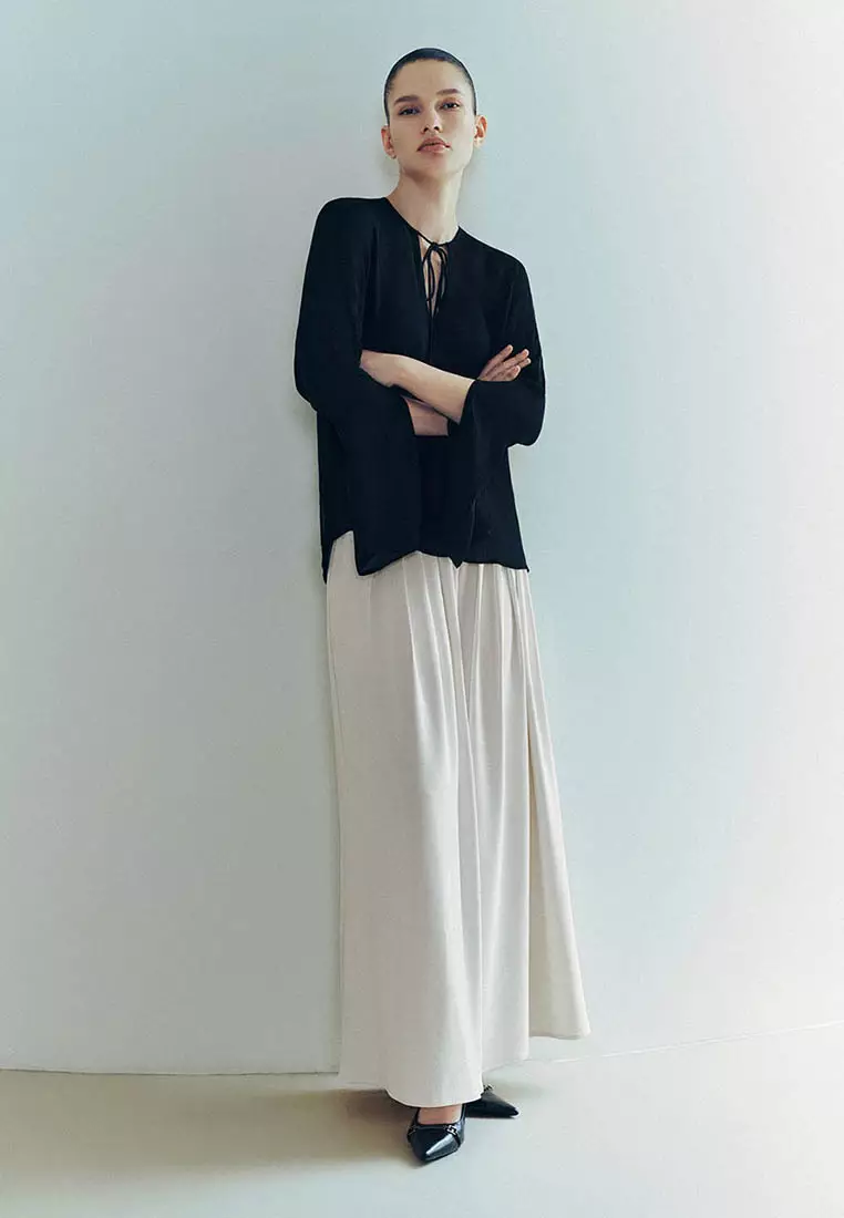 Woven Long Wide-Leg Pants