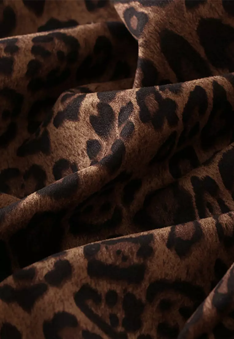 Faux Suede Leopard Print Fishtail Skirt AF9856