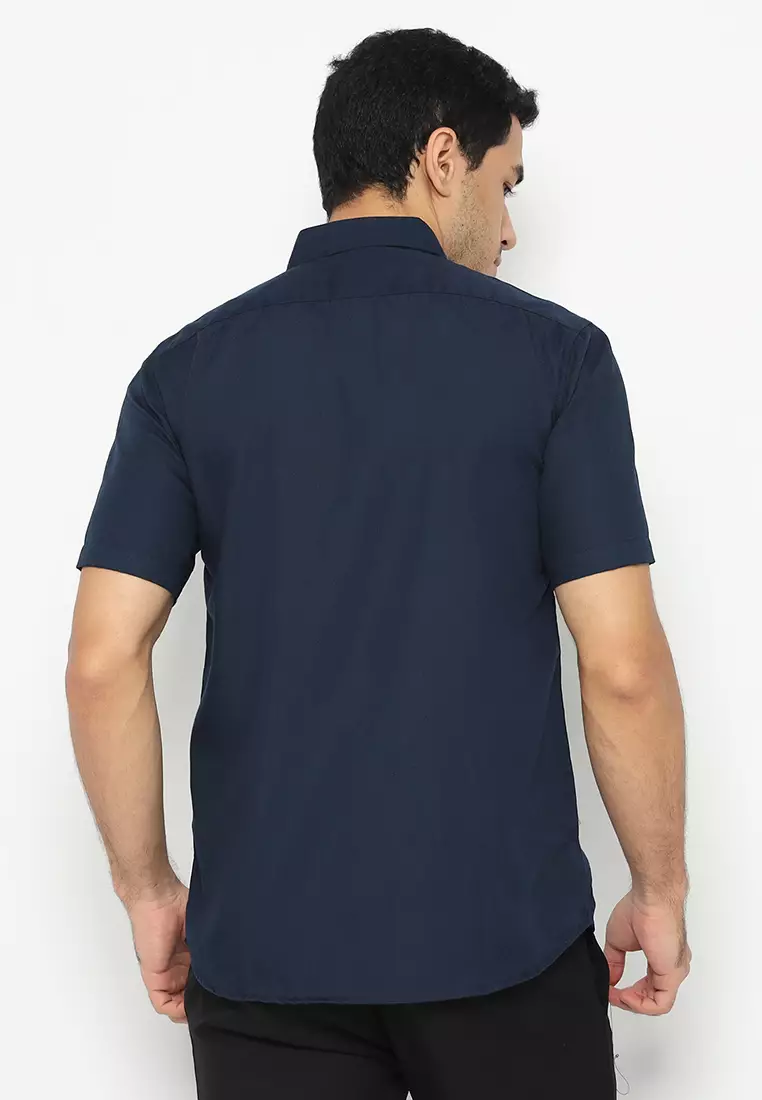 Enzy Basic Oxford Short Sleeve - Navy