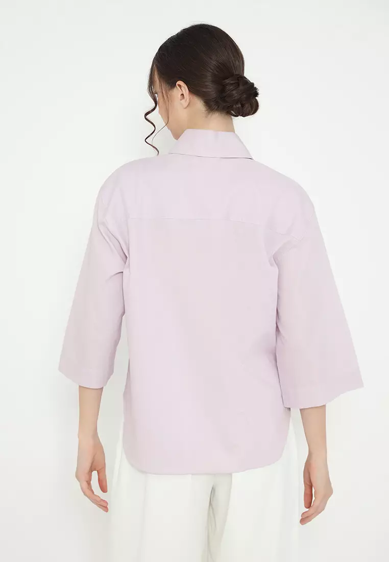 Plain Shirt Cutton In Soft Purple By Brilliant Girl Warna UNGU