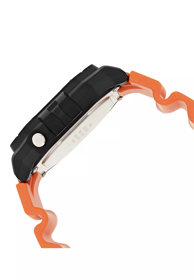 Casio - Jam Tangan Pria - Black - Orange Resin Strap - W-218H-4B2V