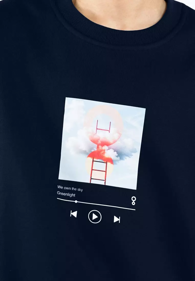 Greenlight Men's Jacket Crewneck Sweatshirt Regular Fit Fleece Sky Playlist OL-C080425