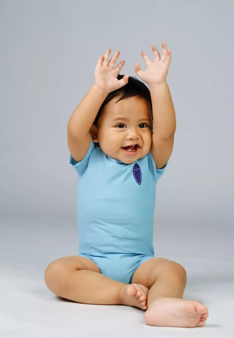 Soleil Baby Rompers Diving Unisex Short Sleeves - Blue Beach