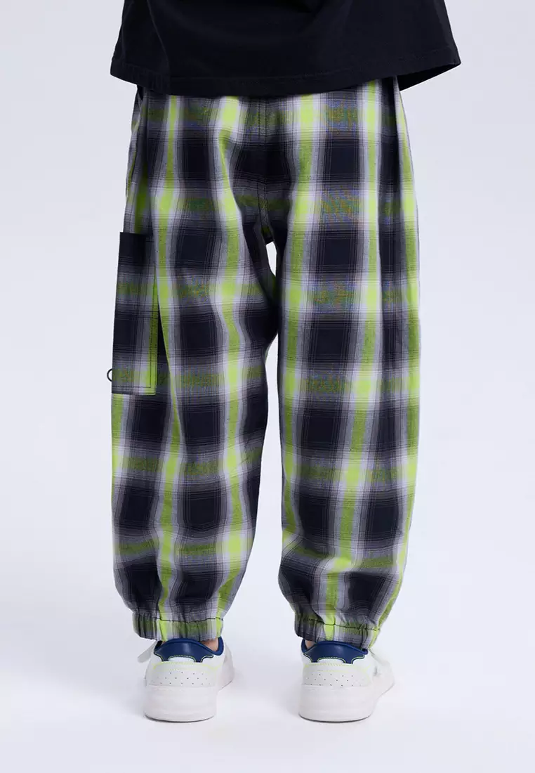 Plaid Printed Cotton Casual Pants