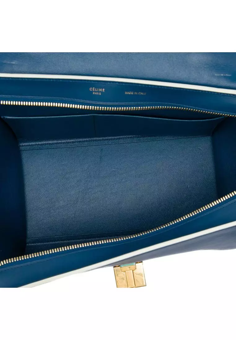 Pre-Loved Celine Small Bicolor Calfskin And Nubuck Trapeze Satchel