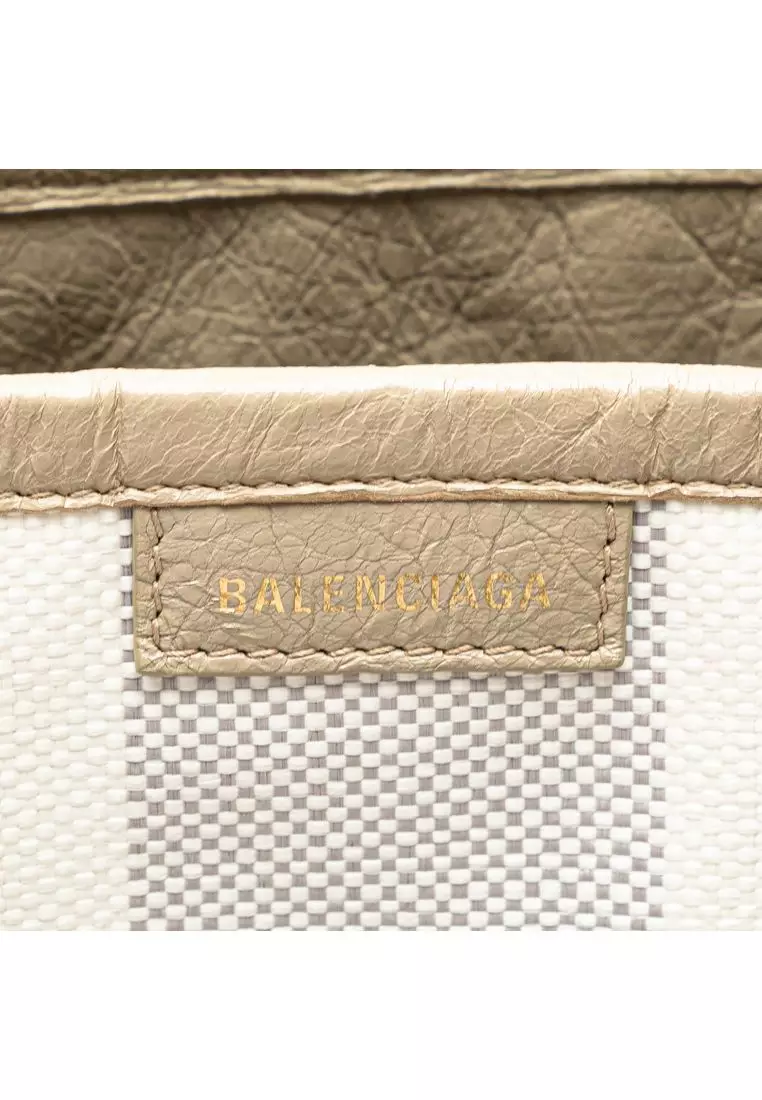 Pre-Loved Balenciaga Medium Woven Calfskin Barbes East West Shopper Bag
