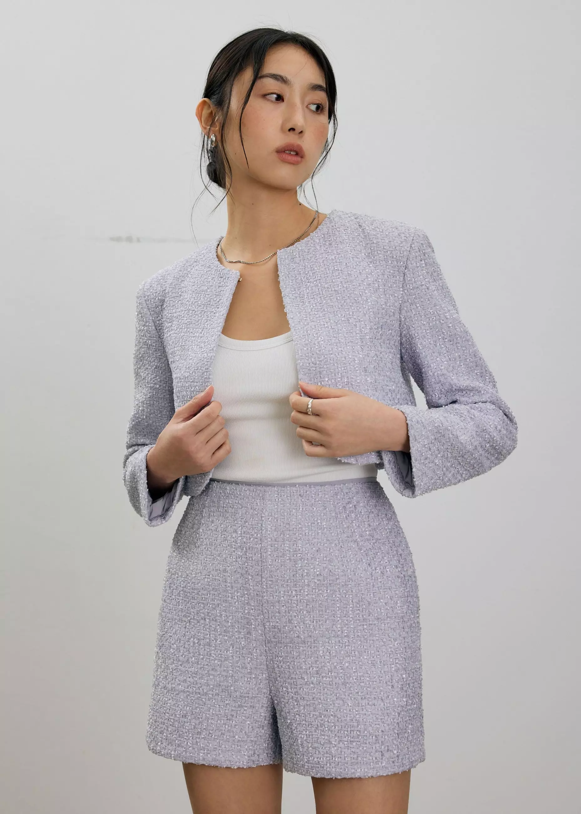 Jaket Wanita - RuchedReady® Fumiko Ribbon Tweed Crop Jacket