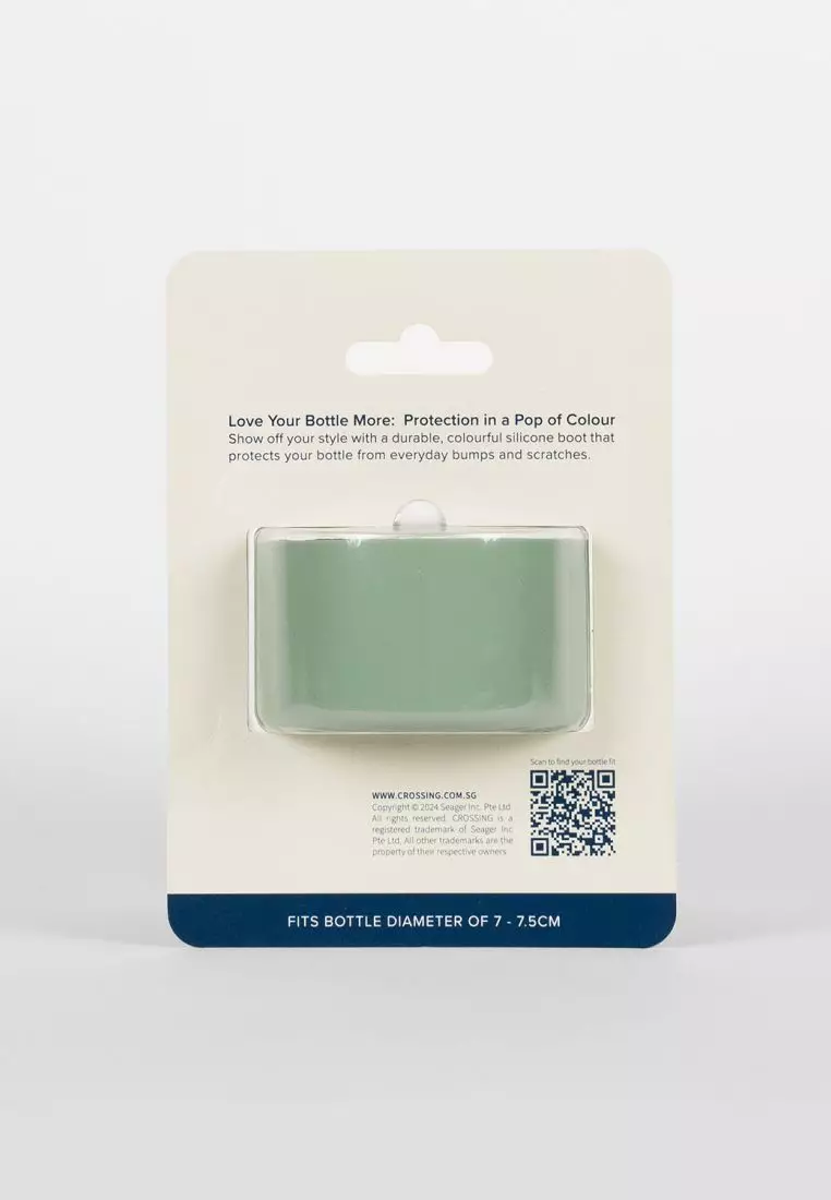 Crossing Silicone Water Bottle Boot - Fits Diameter 7-7.5cm (550ml) Blistered Pack - Sage Green