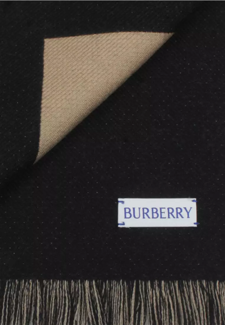 "Burberry" Logo Jacquard Wool Scarf in Beige 8057147