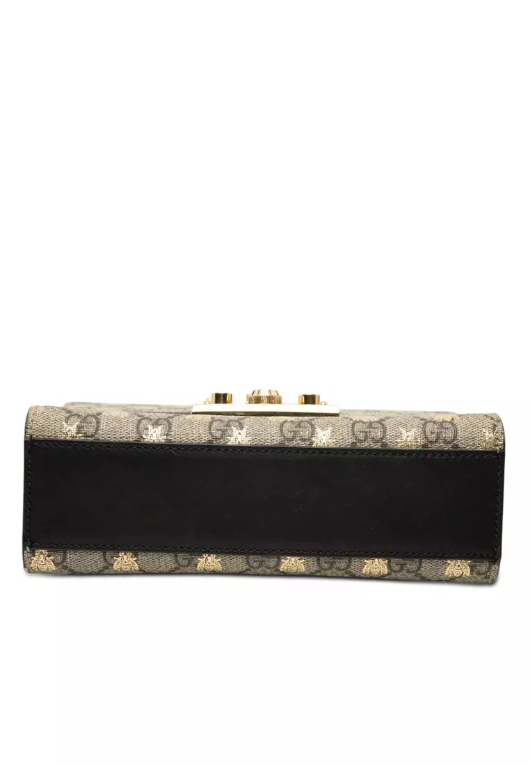 Pre-Loved Gucci Small Gg Supreme Bee Padlock Crossbody
