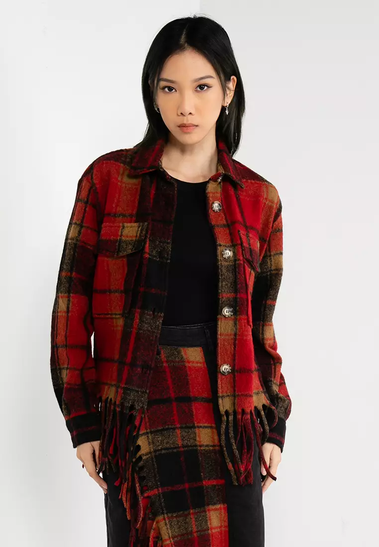 Checkered hot sale print jacket