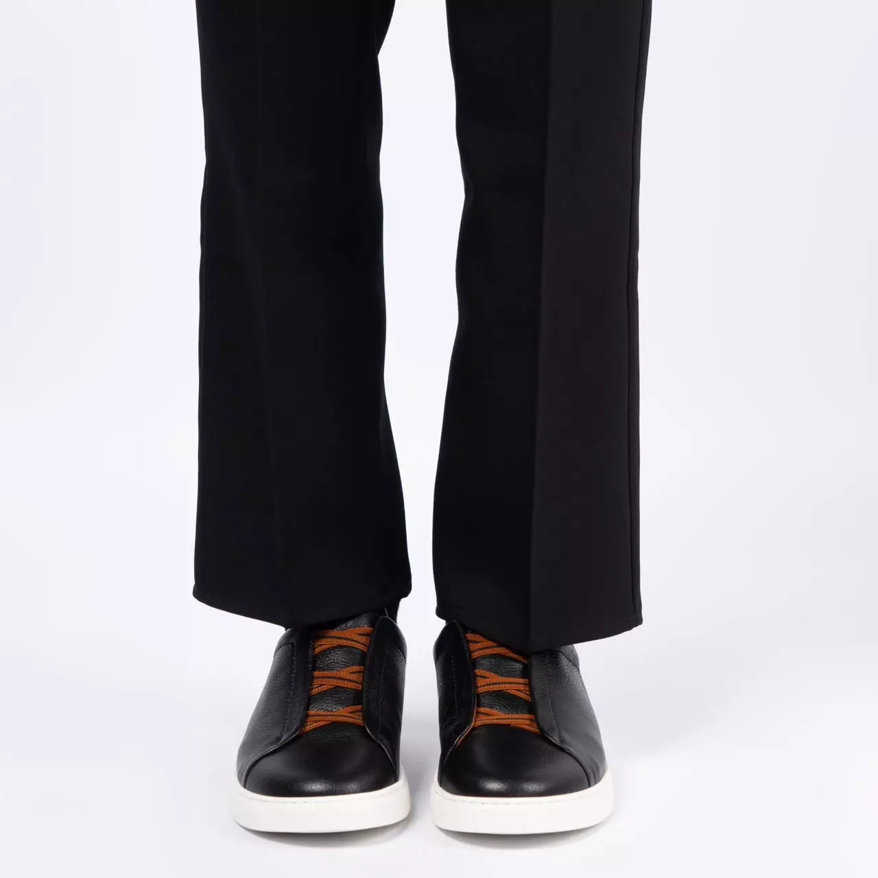 Triple Stitch Deerskin Sneakers Black/Brown