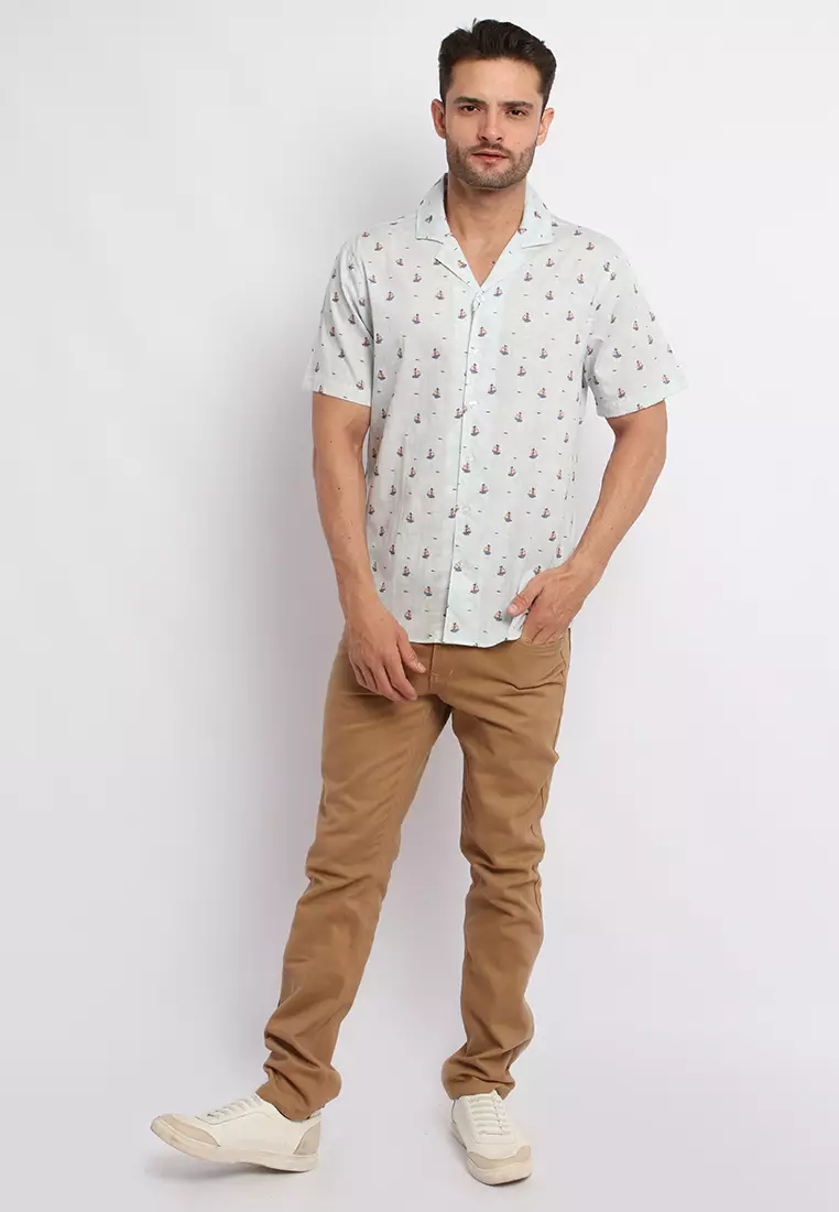 MAGINOT OSCAR WHITE Kemeja Casual Slim Fit Lengan Pendek