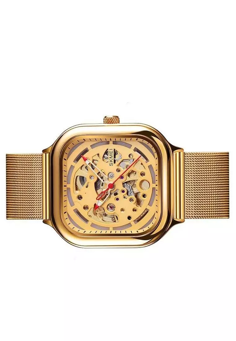 Jam Tangan Casual Mechanical Pria Automatic Movement Strap Tali Material Stainless Steel NX89 ORIGINAL