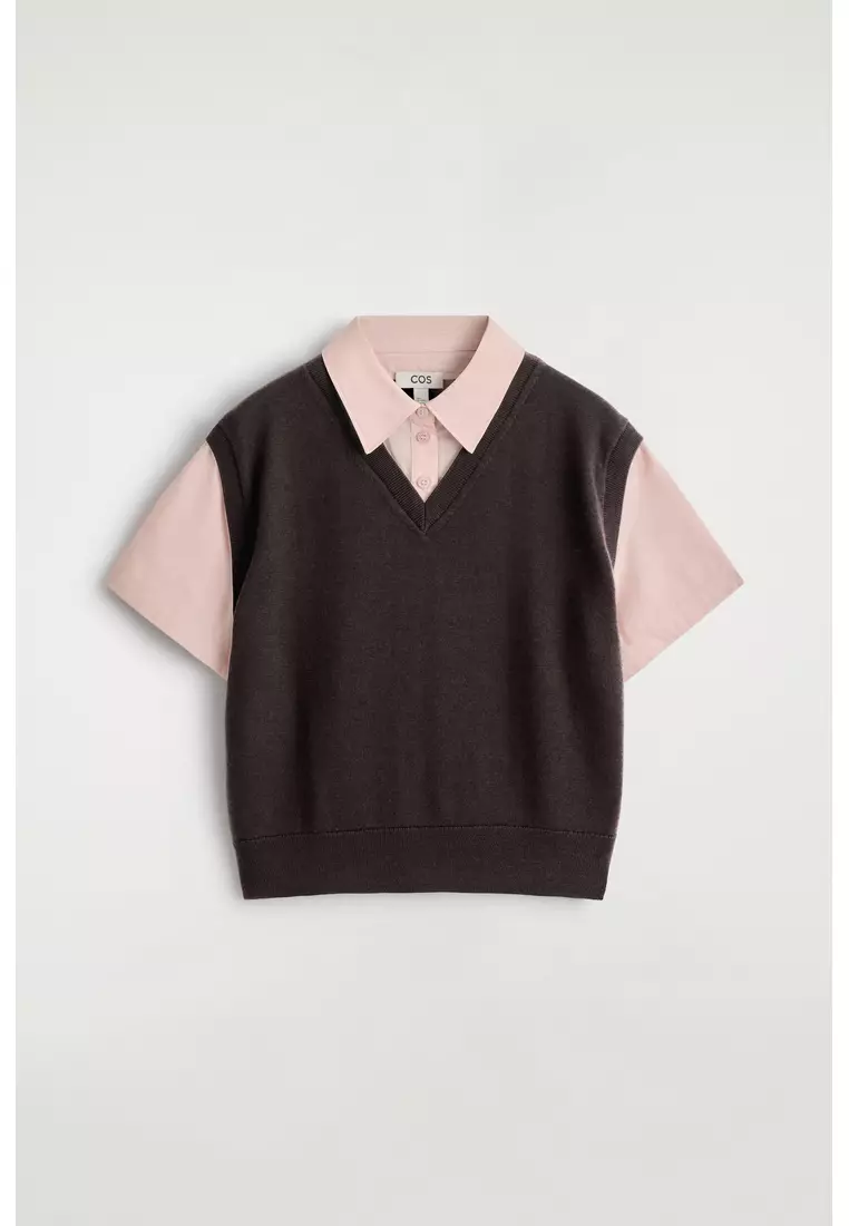 LAYERED MERINO WOOL SHIRT VEST