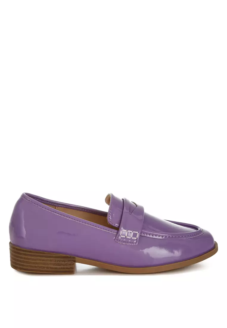 Discount on London Rag  shoes - SKU: Penny Strap Detail Loafers in Lilac