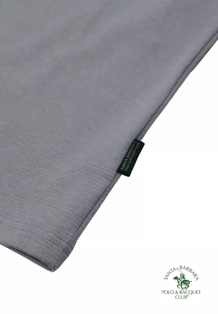 Spandex Plain Gray T-Shirt For Men With Logo Embroidery On Chest