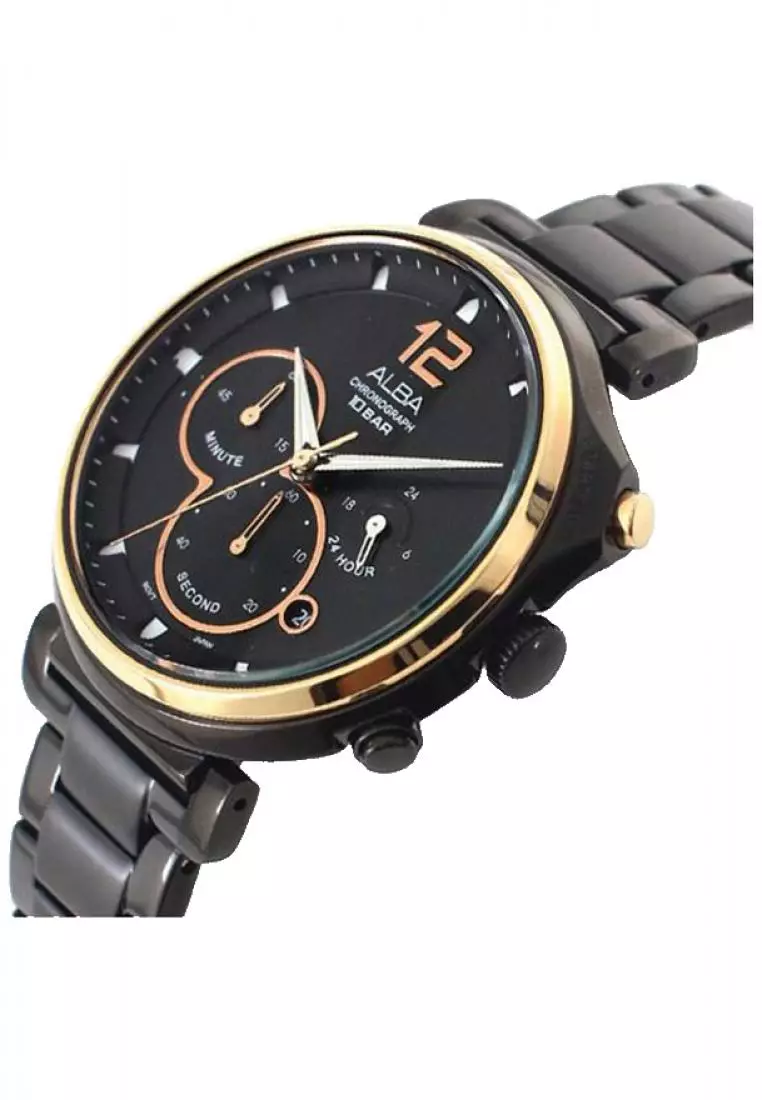 Jam Tangan Pria Alba Original Garansi Resmi AT3E12 AT3E12X1 Strap Stainless Steel Black
