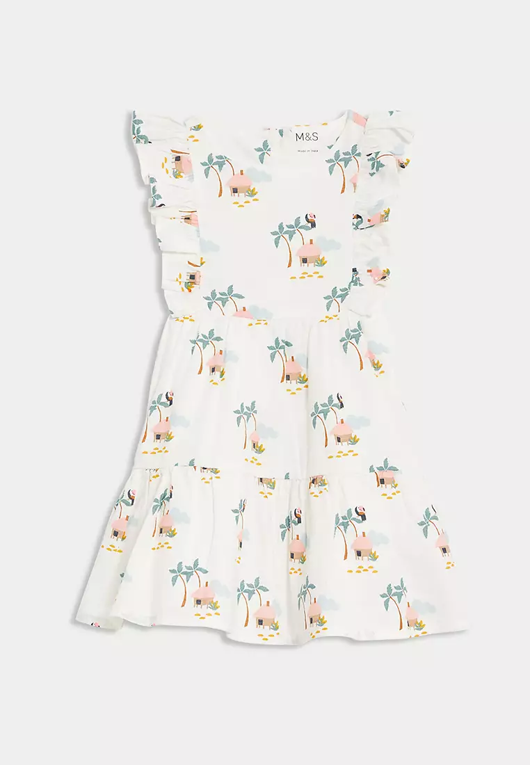 2pc Pure Cotton Palm Tree Dress Outfit