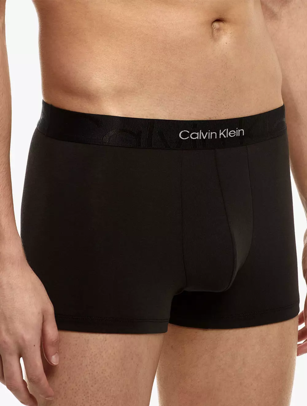 CK UNDERWEAR - EMBOSSED ICON COTTON TRUNKS - black